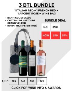 3 Btl Bun - Banfi Col Di Sasso + Ch De Lastour Grand Red + Rutini Trumpeter Rose
