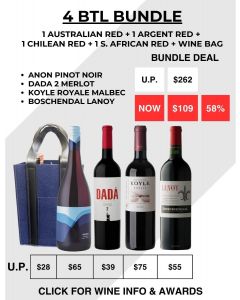 4 Btl Bun - Anon Pinot Noir + Dada 2 + Koyle Royale Malbec + Boschendal Lanoy