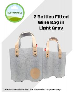 2 Bottles Fitted Wine Bag in Light Gray