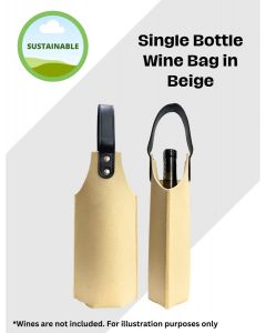 Single Bottle Wine Bag in Beige